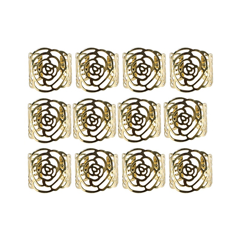 12 Pcs Alloy Napkin Rings Hollow Out Napkin Holder Adornment Exquisite Household Napkins Rings Set for Casual or Formal Occasion
12 Pcs Alloy Napkin Rings Hollow Out Napkin Holder Adornment Exquisite Household Napkins Rings Set for Casual or Formal Occasion