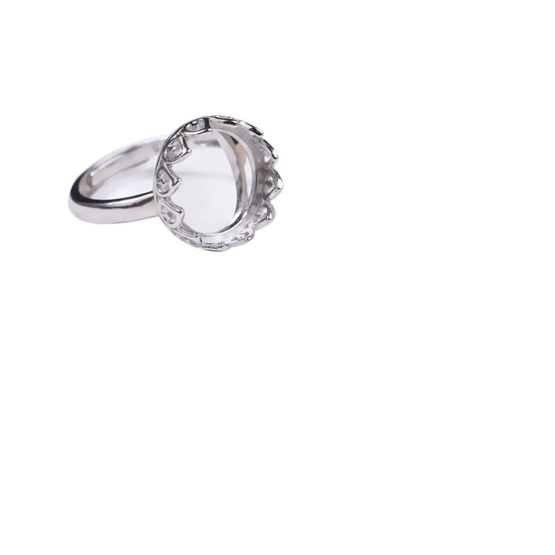 925 Sterling Silver Women Engagement 12x12mm Round Cabochon Semi Mount Ring fit Amber Turquoise Setting White Yellow Gold Color