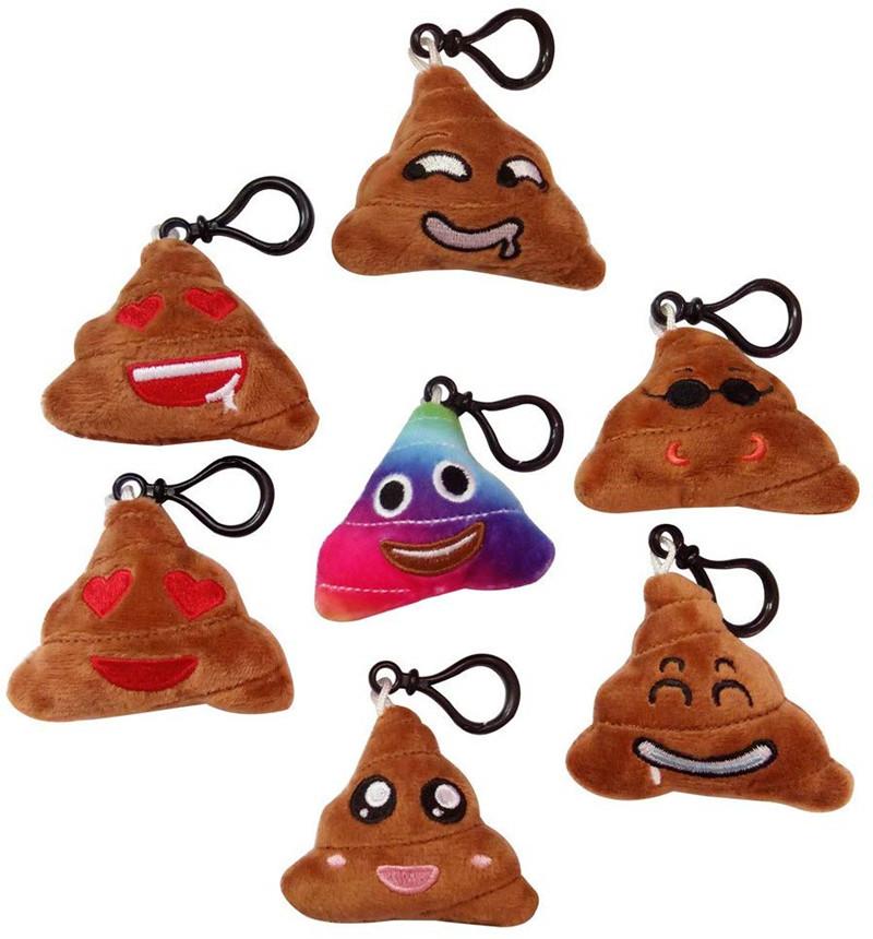 30pcs/Lot Emoticon Keychain Soft Plush Poop Face Key ring Emoticon Key Chains Bag Pendant Charm Keyring Jewelry with Free Shipping