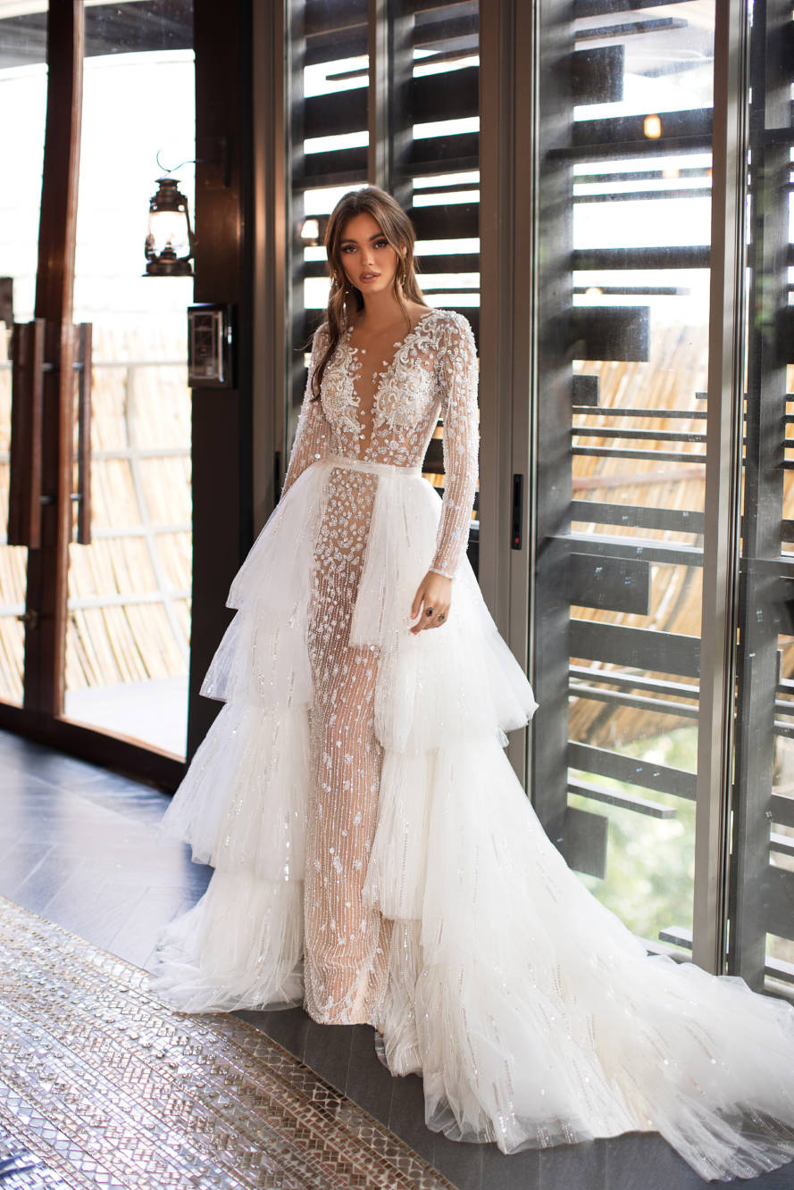 2020 Millanova Glamorous Mermaid Wedding Dresses With Detachable Train Beads Appliques Lace Wedding Gowns Sweep Train Bridal Dresses