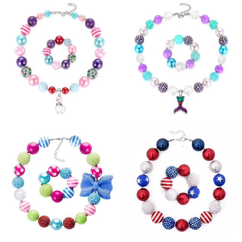 Baby Girls Necklace Sets 78 Design Girls Pendant Chunky Bead Necklace Bracelet American Flag Unicorn Diamond Toddler Party Jewelry 060303, Mixed or random color
Baby Girls Necklace Sets 78 Design Girls Pendant Chunky Bead Necklace Bracelet American Flag Unicorn Diamond Toddler Party Jewelry 060303, Mixed or random color