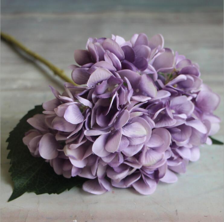 Artificial Hydrangea Flower Head 47cm Fake Silk Single Real Touch Hydrangeas 8 Colors for Wedding Centerpieces Home Party Decorative Flowers
