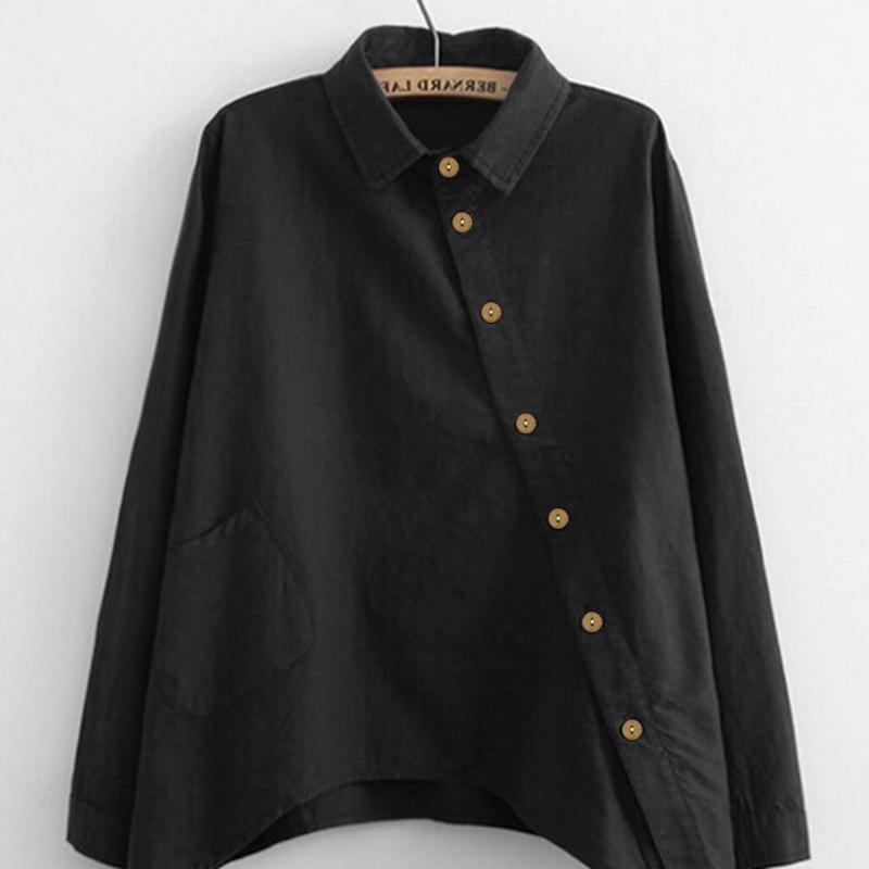 Women Blouse Casual Solid Button Long Sleeve Shirts 2020 Casual Female Loose Cotton Pockets Tops Blouses Office Lady Shirt, Black
Women Blouse Casual Solid Button Long Sleeve Shirts 2020 Casual Female Loose Cotton Pockets Tops Blouses Office Lady Shirt, Black