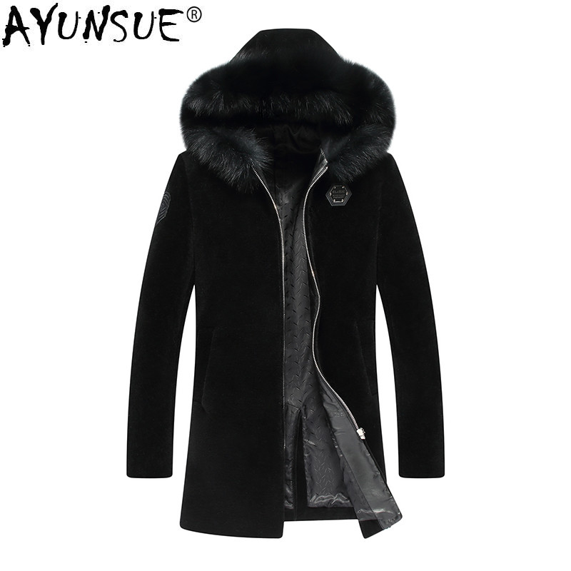 AYUNSUE 100% Wool Coat Winter Jacket Men Real Sheep Shearling Fur Coat Mens Fur Collar Long Jackets Plus Size 7061 MY1426, Black
AYUNSUE 100% Wool Coat Winter Jacket Men Real Sheep Shearling Fur Coat Mens Fur Collar Long Jackets Plus Size 7061 MY1426, Black