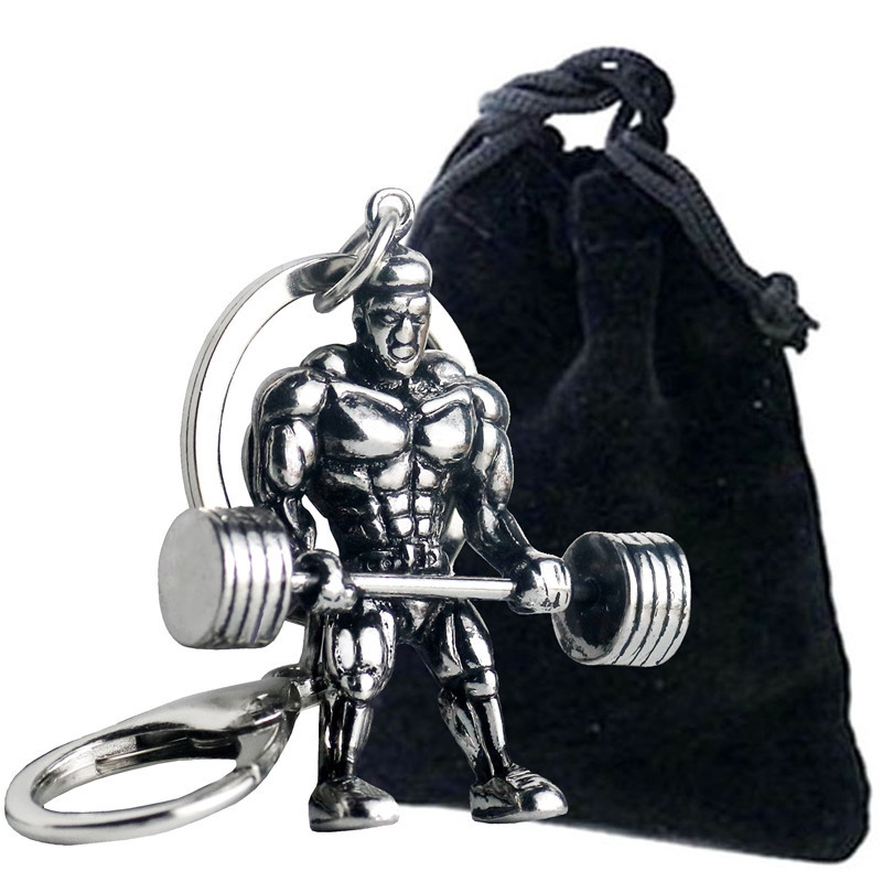 Fitness muscle male weightlifting dumbbell metal custom-made key chain fashion sports fitness series key chain