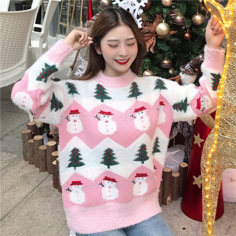 2019 Ugly Christmas Sweater autumn and winter new fashion thickening hippocampus Christmas snowman sweater sweater coat female V191202
