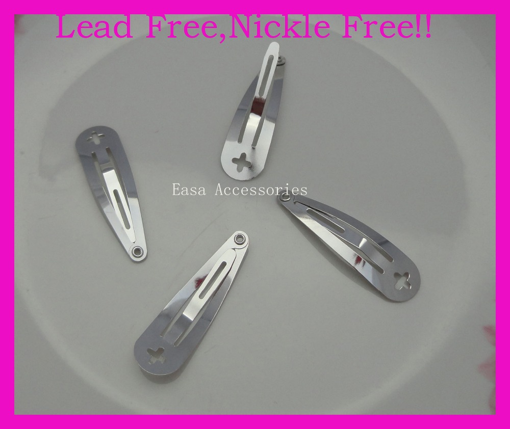100PCS 4.0cm silver finish plain Round Head Metal Snap Clip with cross hole at lead free and nickle free quality