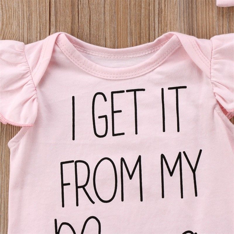 GET IT FROM MY MAMA Letter Newborn Baby Girls Floral Romper Jumpsuit Headband Outfits Clothes Set