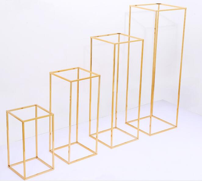 Gold color wedding decoration 4pcs/set Wedding flowers stand arrangement table centerpiece Iron geometric placed props