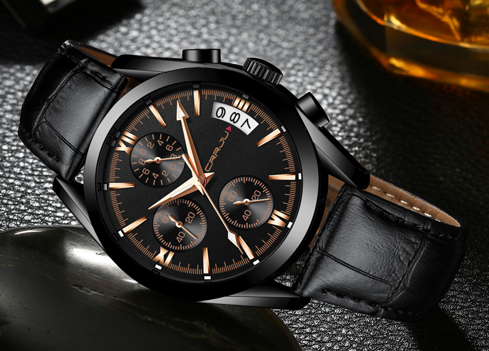 2020 CRRJU Men Military Watches Male Black dial Business quartz watch Men's Leather Strap Waterproof Clock Date Multifunction Watches, Khaki
2020 CRRJU Men Military Watches Male Black dial Business quartz watch Men's Leather Strap Waterproof Clock Date Multifunction Watches, Khaki