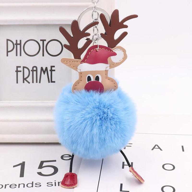 30pcs/Lot Christmas Elk Keychains Plush Animals Dolls Key Ring Creative Gift For Girls Bag Decorations Car key chain Keyring