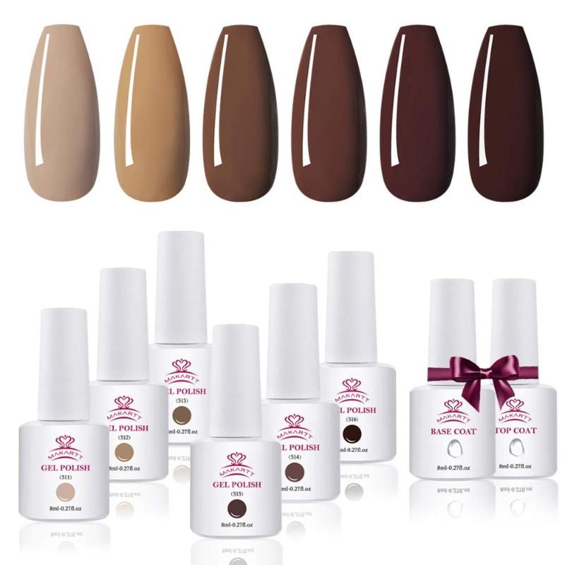 MakarGel Nail Polish Kit 6pcs UV Nail Gel Polish Classic Brown Colors Base Coat Top Coat Gel Kit, C0626
MakarGel Nail Polish Kit 6pcs UV Nail Gel Polish Classic Brown Colors Base Coat Top Coat Gel Kit, C0626