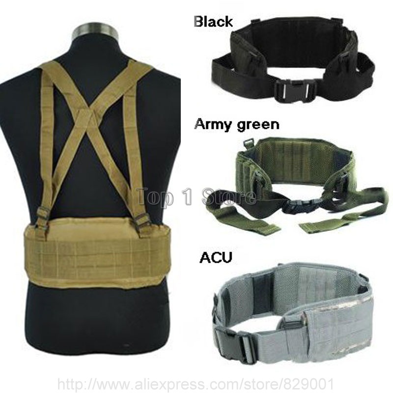 Adjustable Tactical Combat Gear Molle Waist Padded Belt with H-shaped Suspender Army Cummerbunds Waist Belt, Black
Adjustable Tactical Combat Gear Molle Waist Padded Belt with H-shaped Suspender Army Cummerbunds Waist Belt, Black