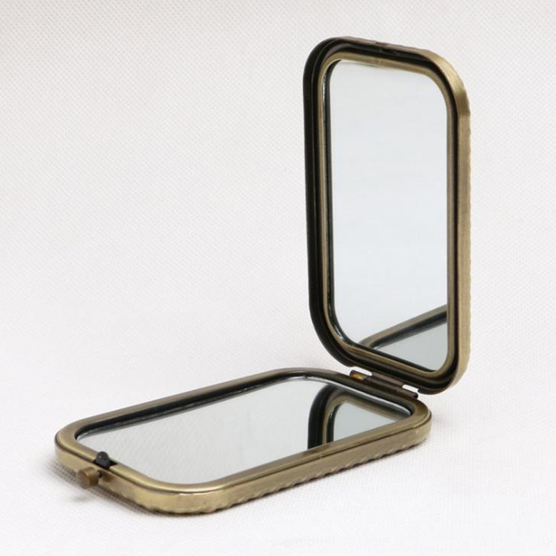 Portable Pocket mirror girl rectangular shaped foldable double makeup mirror Travel tool fast shipping F2308