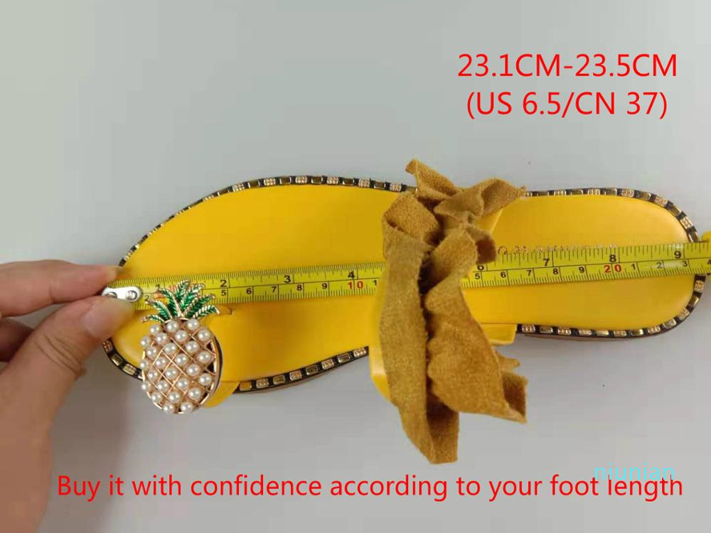 Hot sale-New Slippers Women Shoes Summer Beach Pineapple Flat Slippers Outside Slides Zapatos De Mujer Ladies Shoes String Bead Dropship