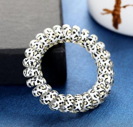 Leopard Hair Bands Spiral Shape Hair Ties Telephone Wire Gum Rubber Hairband Ponytail Hair Rope Children Headwear Accessories 3 Colors