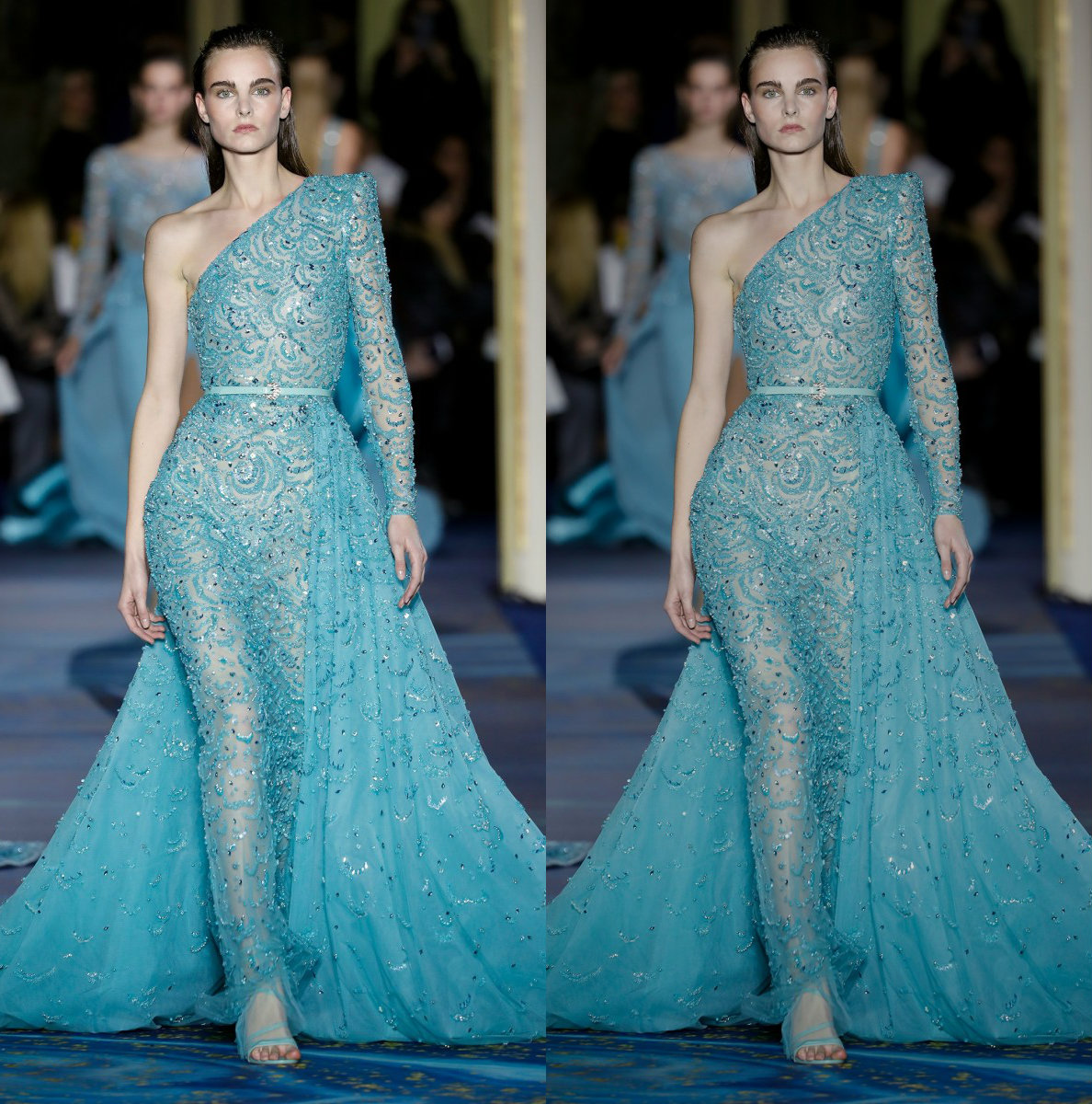 Sheer Customized Mermaid Evening Dresses Crystal Sequins Applique Formal Dress Tulle Lace Sash Detachable tail Party Bridesmaid Gown, Blue
Sheer Customized Mermaid Evening Dresses Crystal Sequins Applique Formal Dress Tulle Lace Sash Detachable tail Party Bridesmaid Gown, Blue