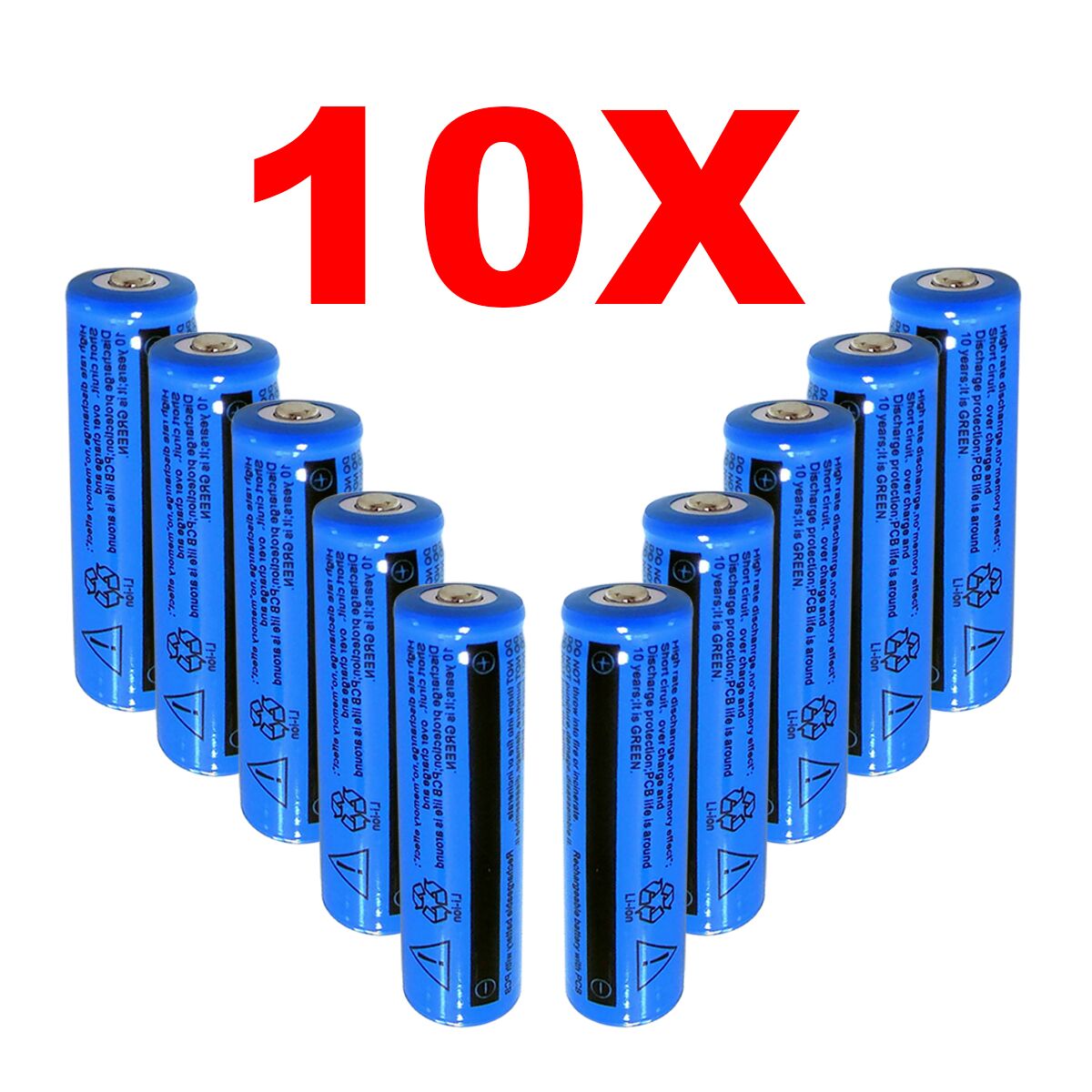 10PACK Li-ion Rechargeable 3000mAh Batteries 18650 button top Battery 3.7v 11.1W BRC Battery Not AAA or AA Battery for Flashlight Torch Laser
