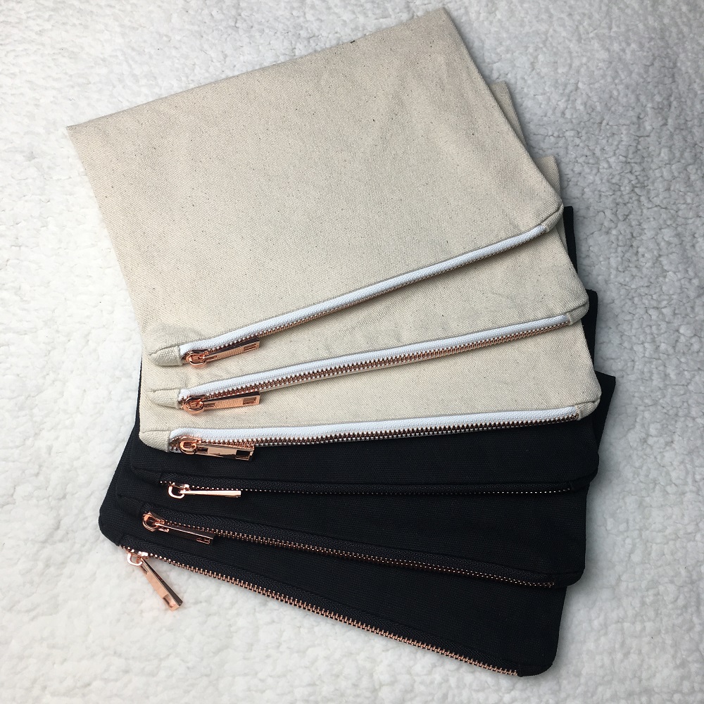Natural Canvas Plain Bridesmaid Gift Cosmetic Storage Pouch Blank Cotton Makeup Bag with Rose Gold Zipper
Natural Canvas Plain Bridesmaid Gift Cosmetic Storage Pouch Blank Cotton Makeup Bag with Rose Gold Zipper