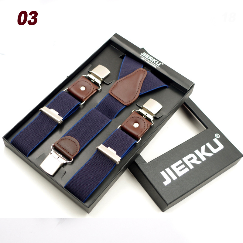 Male Suspenders Leather Jacquard 3 clips western-style trousers Man braces cinturino Adjustable Suspender 7 color braces bretel