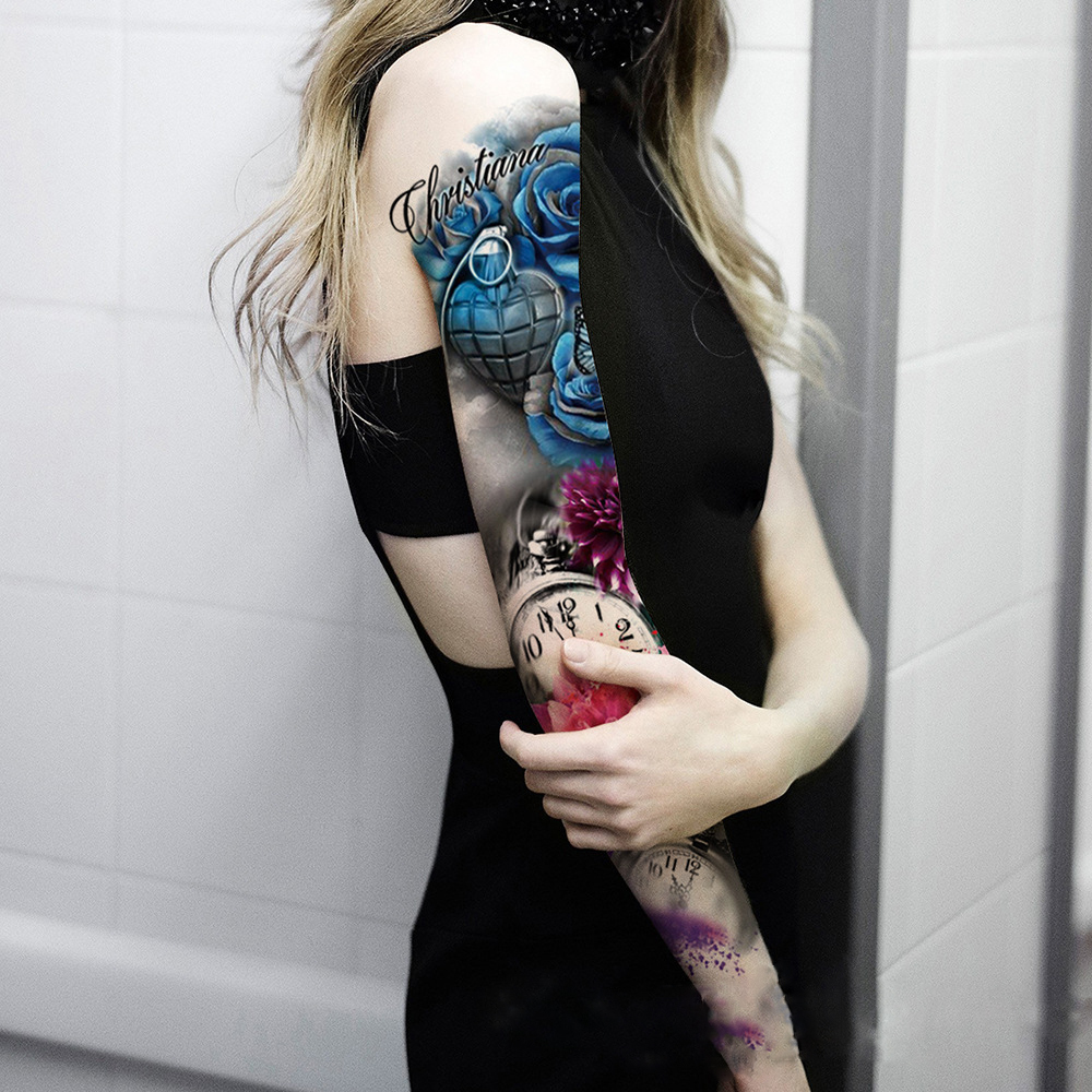 Large Arm Sleeve Tattoo Waterproof Temporary Tattoo Sticker Forest Tiger Lion Full Flower Tatoo Body Art Tattoo Girl