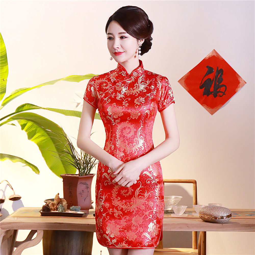 Evening Gown Vestidos Vintage Sexy Chinese Dresses Women Mini Cheongsam Short Sleeve Party Wedding Party Oriental Qipao
Evening Gown Vestidos Vintage Sexy Chinese Dresses Women Mini Cheongsam Short Sleeve Party Wedding Party Oriental Qipao