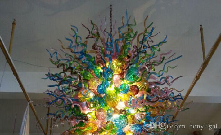 Large Chandelier Hotel Lobby Crystal Chandelier Modern Art Design LED Pendant Light Stained Color Glass Artistic Chandelier Lighting