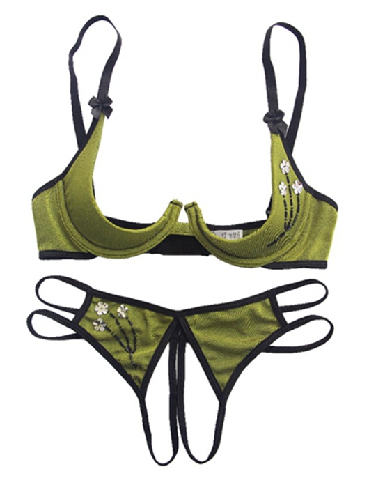 Bra Open Cup Crotchless Panties Ladies Underwear Lingerie Set Conjunto Ropa Interior Mujer Bra and Panty Set Sujetador Encaje, Green
Bra Open Cup Crotchless Panties Ladies Underwear Lingerie Set Conjunto Ropa Interior Mujer Bra and Panty Set Sujetador Encaje, Green