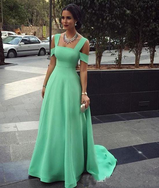 A-Line Mint Green Evening Dresses Spaghetti Simple Red Carpet Gowns Back Zipper Sweep Train Custom Made Formal Occasion Dresses