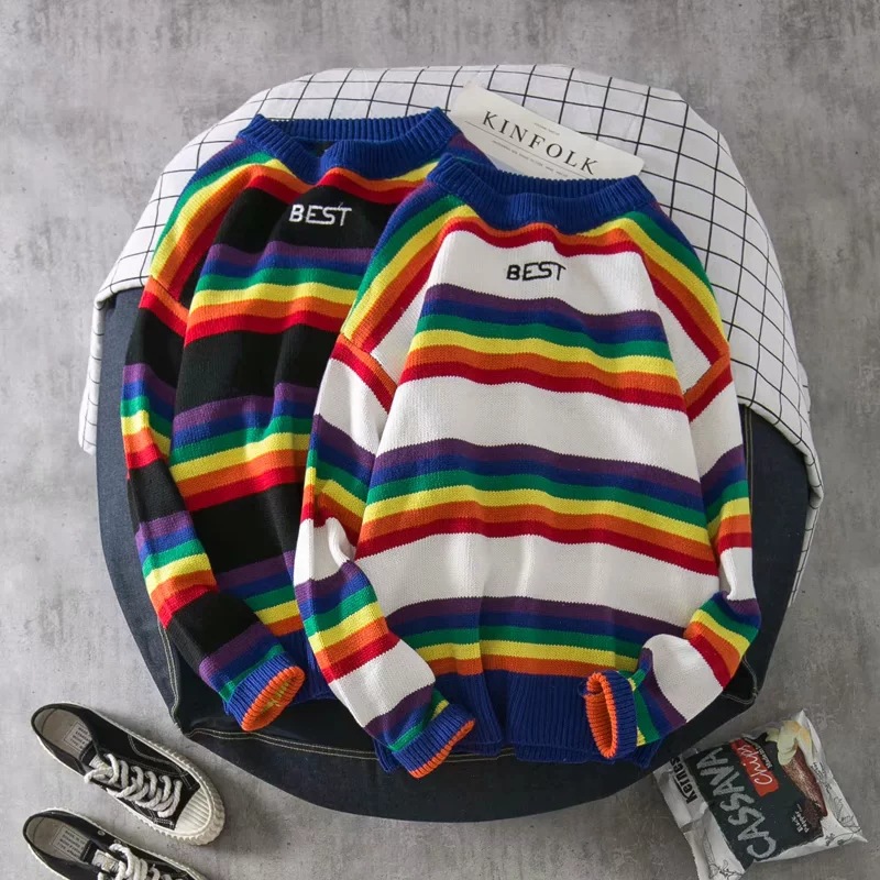 Men's & Women's Sweater Fashion Mens Rainbow Striped Hoodies Casual Couple Loose Crew Neck Sweatshirt 2 Colors Size -2XL, Black
Men's & Women's Sweater Fashion Mens Rainbow Striped Hoodies Casual Couple Loose Crew Neck Sweatshirt 2 Colors Size -2XL, Black