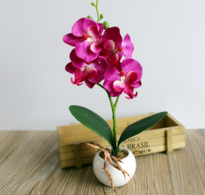 Mini Artificial Butterfly Orchid Bonsai DIY Artificial Butterfly Orchid Silk Flower Bouquet Bonsai Phalaenopsis Wedding Home Decoration
