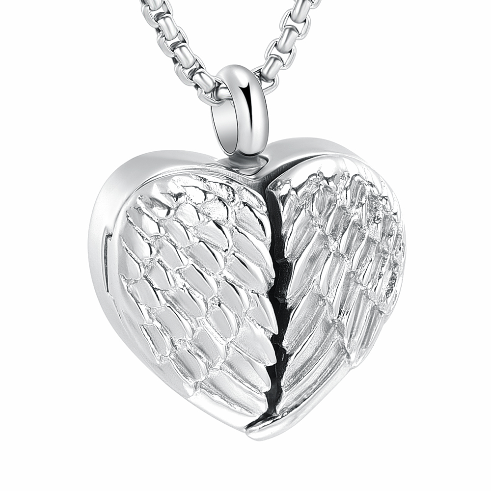 Z849 Openable Angel WIng For Photo Of Loved Ones /Pets Always in My Heart Cremation Urn pendant Necklace Hold Ashes - Engravable, Silver
Z849 Openable Angel WIng For Photo Of Loved Ones /Pets Always in My Heart Cremation Urn pendant Necklace Hold Ashes - Engravable, Silver