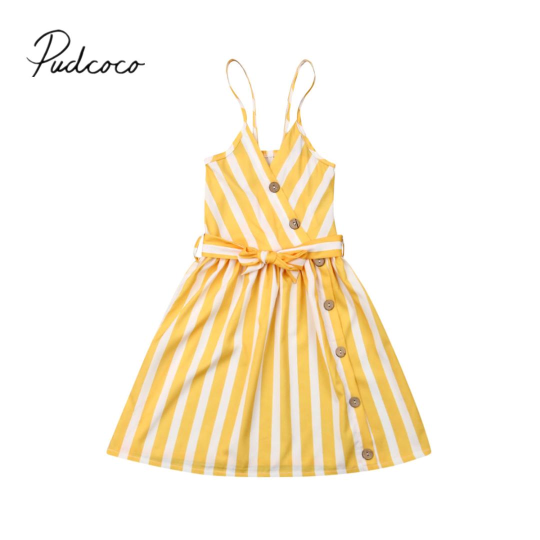 2019 Baby Summer Clothing Toddler Kid Baby Girl Yellow Stripe Dress Clothes Sleeveless V Neck Backless Party Dress Sundress 1-6Y, As pic
2019 Baby Summer Clothing Toddler Kid Baby Girl Yellow Stripe Dress Clothes Sleeveless V Neck Backless Party Dress Sundress 1-6Y, As pic