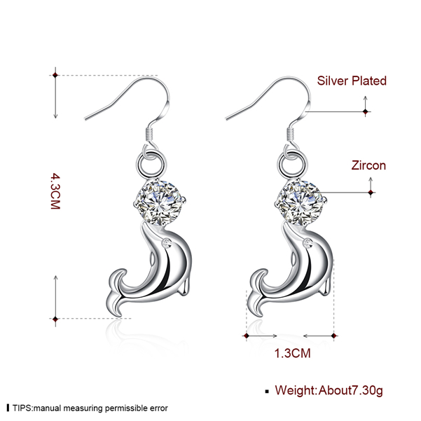 Brand new sterling silver plate Dolphin earrings insets DFMSE270,women's 925 silver Dangle Chandelier earrings 10 pairs a lot factory direct