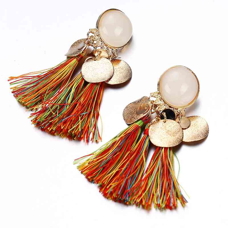 Alloy resin tassel earrings ladies hanging earrings retro style fashion jewelry birthday Valentine's Day Easter gift