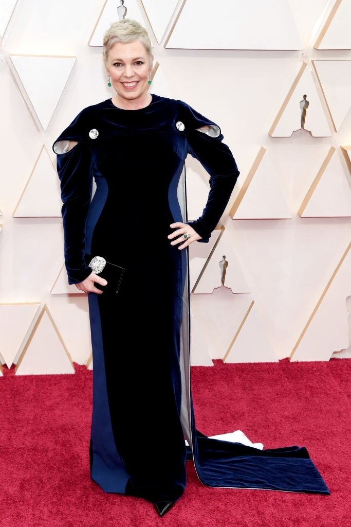 Arrival Th New Oscar Awards Olivia Colman Mermaid Evening Dresses Jewel Neck Veet Long Sleeves Floor Length Red Carpet Celebrity Dress