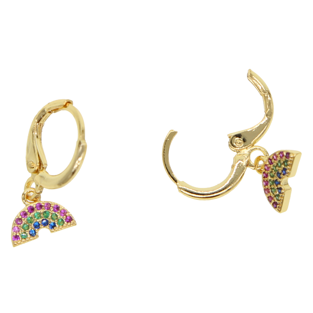 2024 SUMMER new arrived fashion jewelry cute lovely colorful rainbow charm Gold plated dangle charm earring