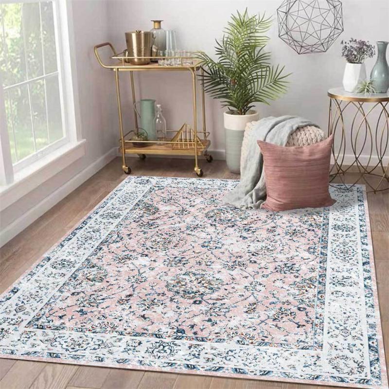 Europe Style Vintage Light Pink Gray Flower Carpet Living Room Pale Old Printed Rug Bedroom Sweet Girl Room Bedside Mat, As picture
Europe Style Vintage Light Pink Gray Flower Carpet Living Room Pale Old Printed Rug Bedroom Sweet Girl Room Bedside Mat, As picture
