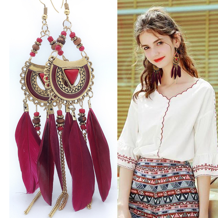 Boho Crystal Long Tassel For Women Drop Earring Bohemian retro fringed Feather Earrings seaside resort beach wind Earrings E1802
Boho Crystal Long Tassel For Women Drop Earring Bohemian retro fringed Feather Earrings seaside resort beach wind Earrings E1802