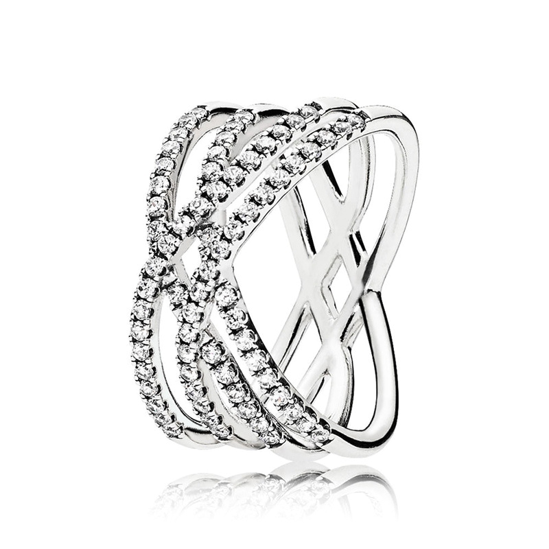 Cross-twisted ring 925 sterling silver with CZ diamonds for Pandora temperament ladies Valentine's Day gift with original box with logo
Cross-twisted ring 925 sterling silver with CZ diamonds for Pandora temperament ladies Valentine's Day gift with original box with logo