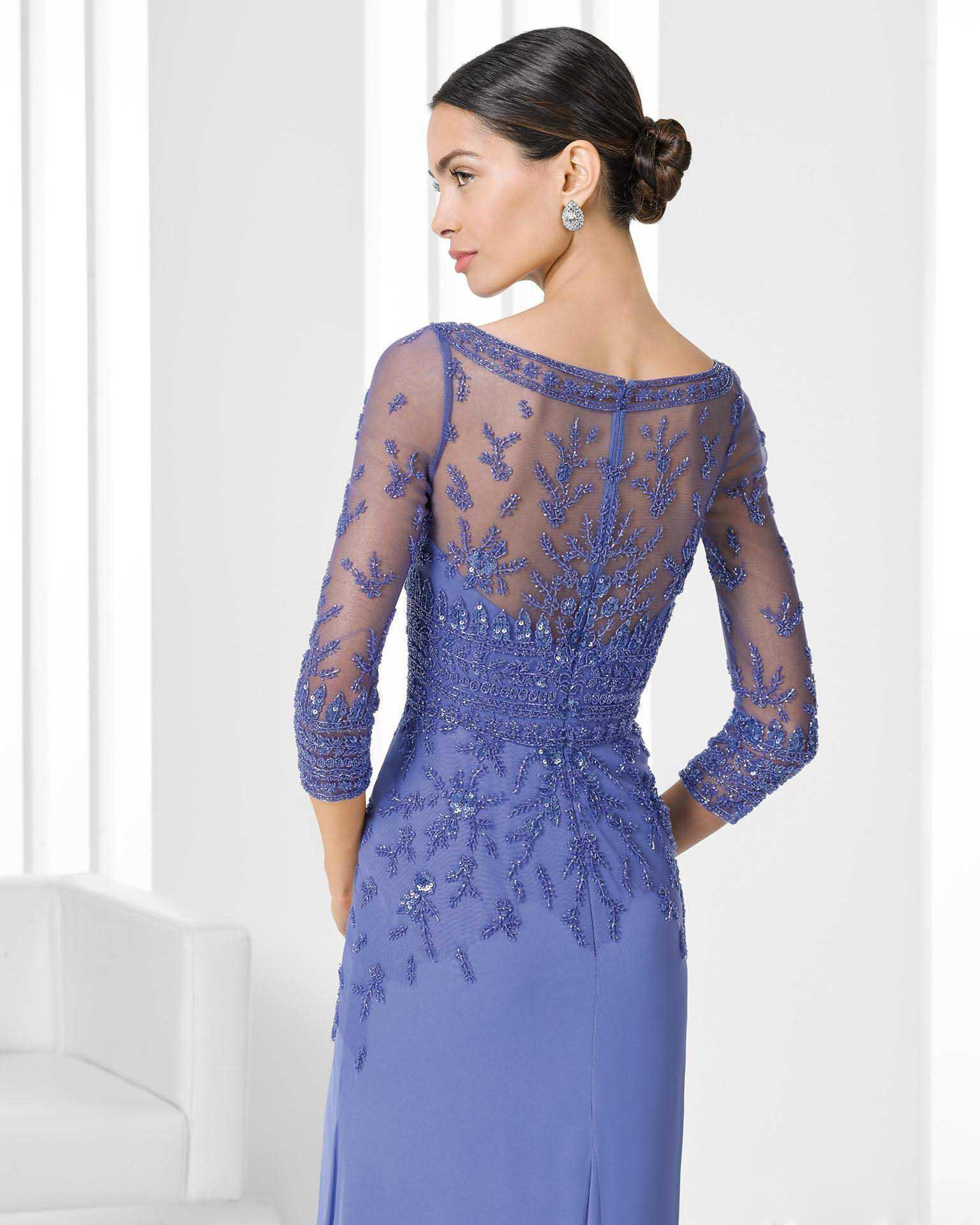 of the bride dresses jewel 3 4 long sleeves illusion appliqued sequins beaded mother or length wedding guest gown