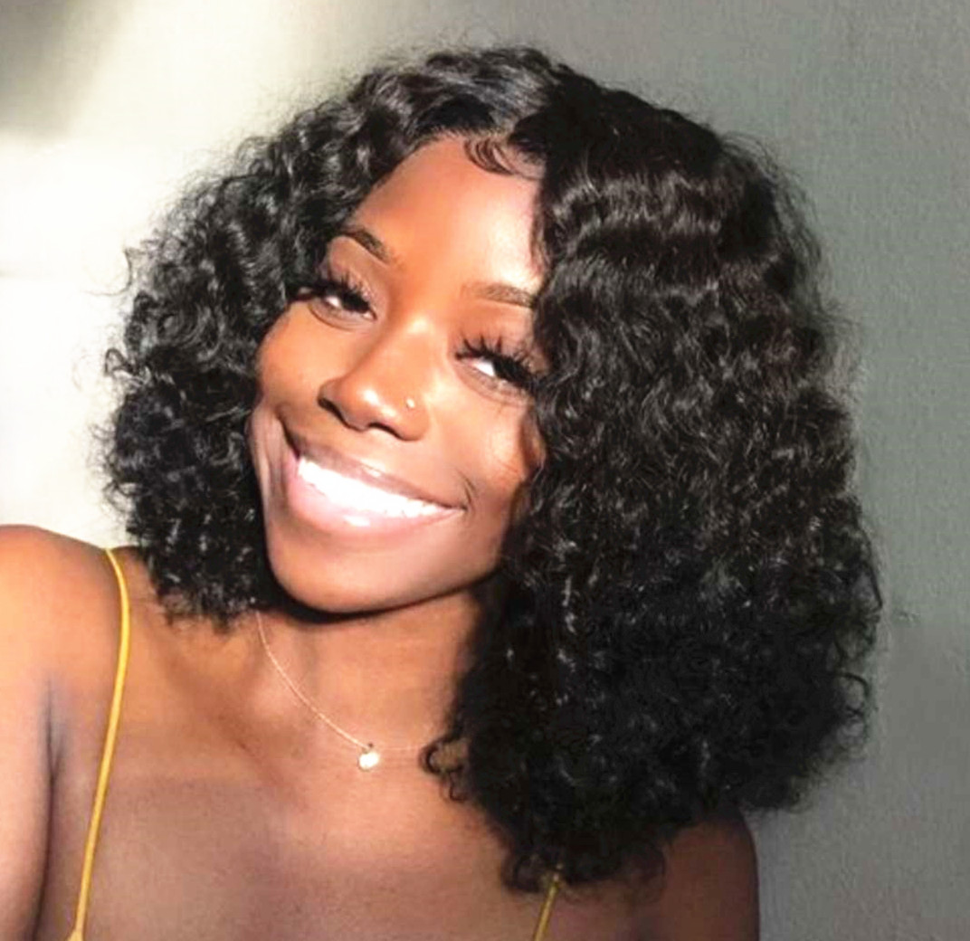 Curly bob deep curly lace front wigs for black women shortwater wave brazilian hair wigs 130% density glueless wigs diva1