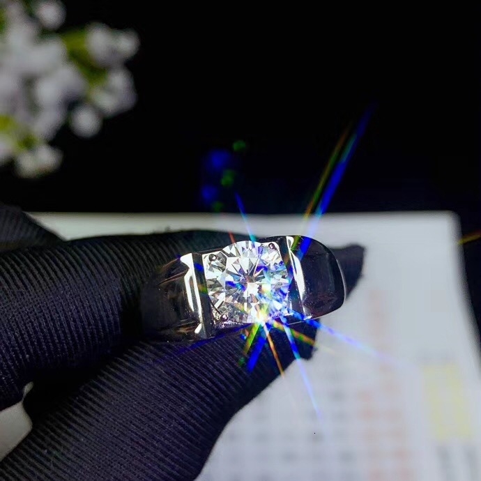 Moissanite Men's rings,2 carats gemstone, beautiful color, D color, VVS. CJ191205