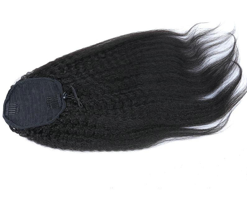 African american coarse yaki kinky straight drawstring pony tail human hair easy wearing clip in kinky ponytail hairpiece long big 140g