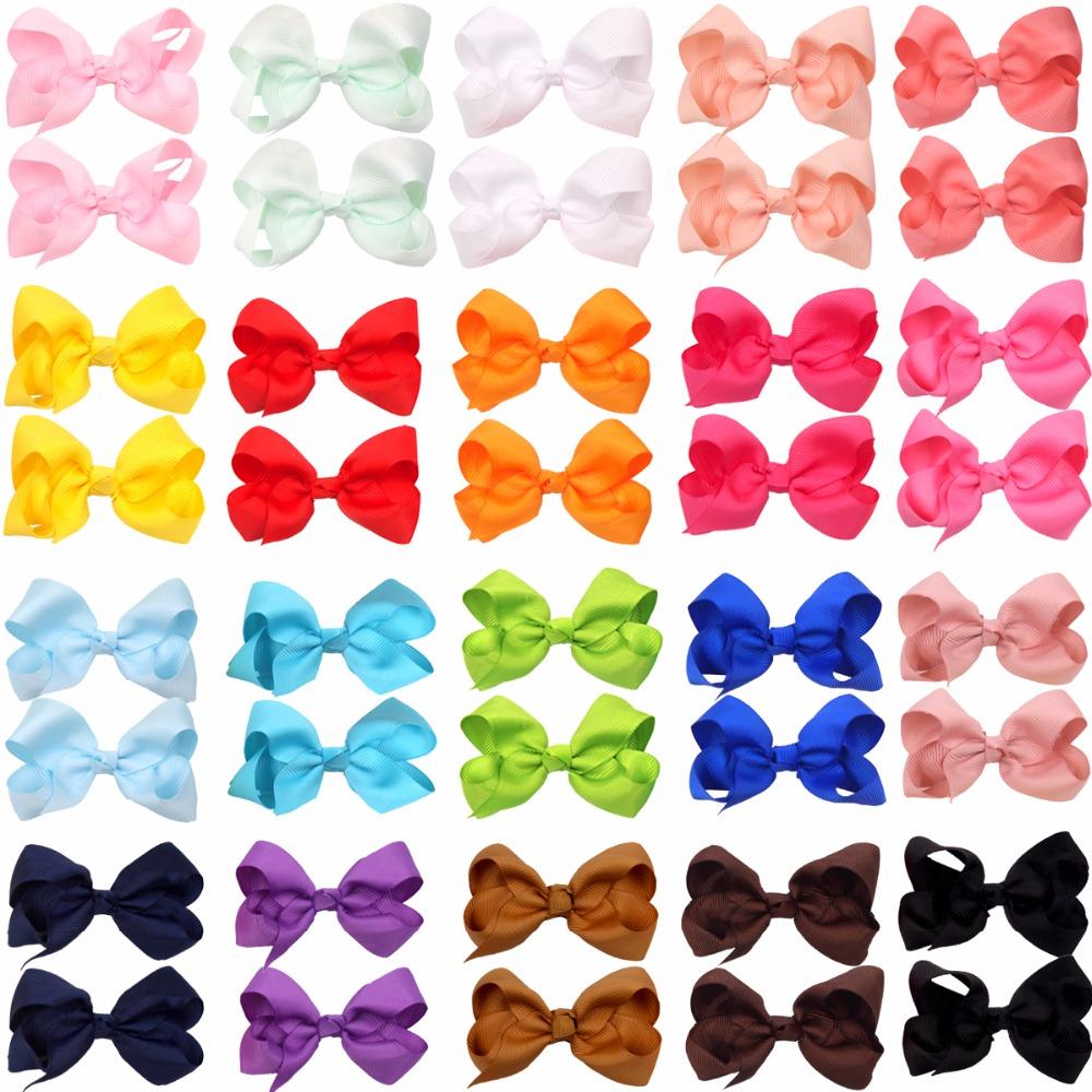 40pcs 3 Inch Baby Girl Solid Ribbon Hair Bows Alligator Clips for Toddlers Kids Children Fashion Hair Accessories Free Drop Shipping