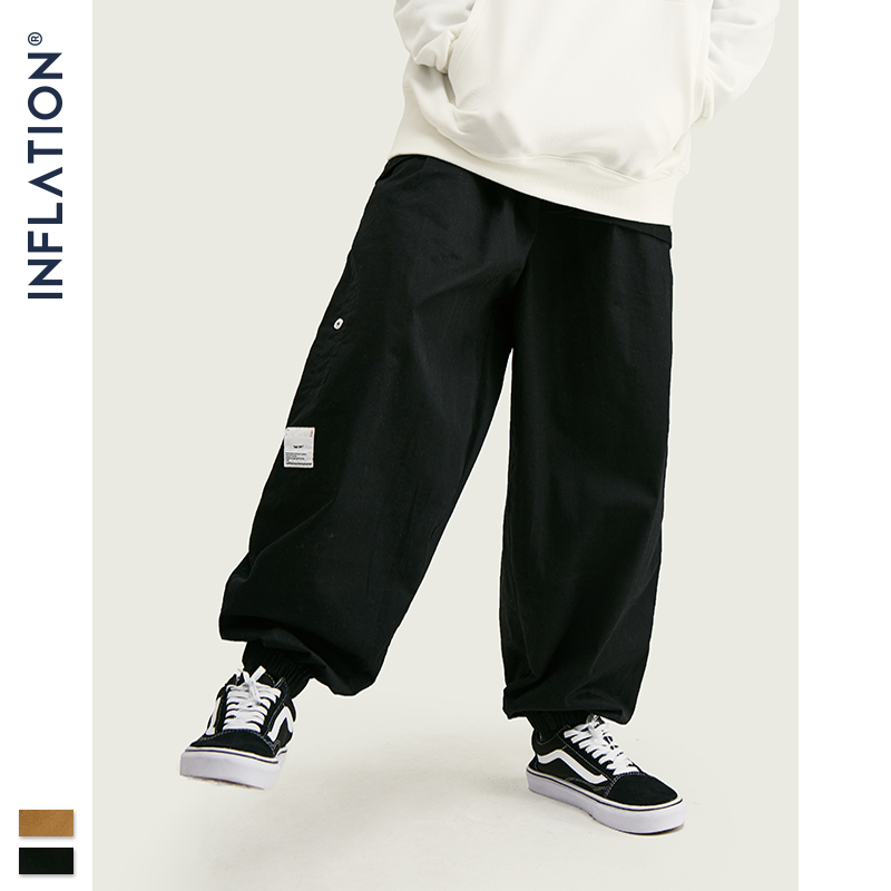 INFLATION Design Men Wide-Leg Jogger Pants Autumn Men Baggy Pants Loose Fit Pure Color Streetwear Loose Cargo 93447W
