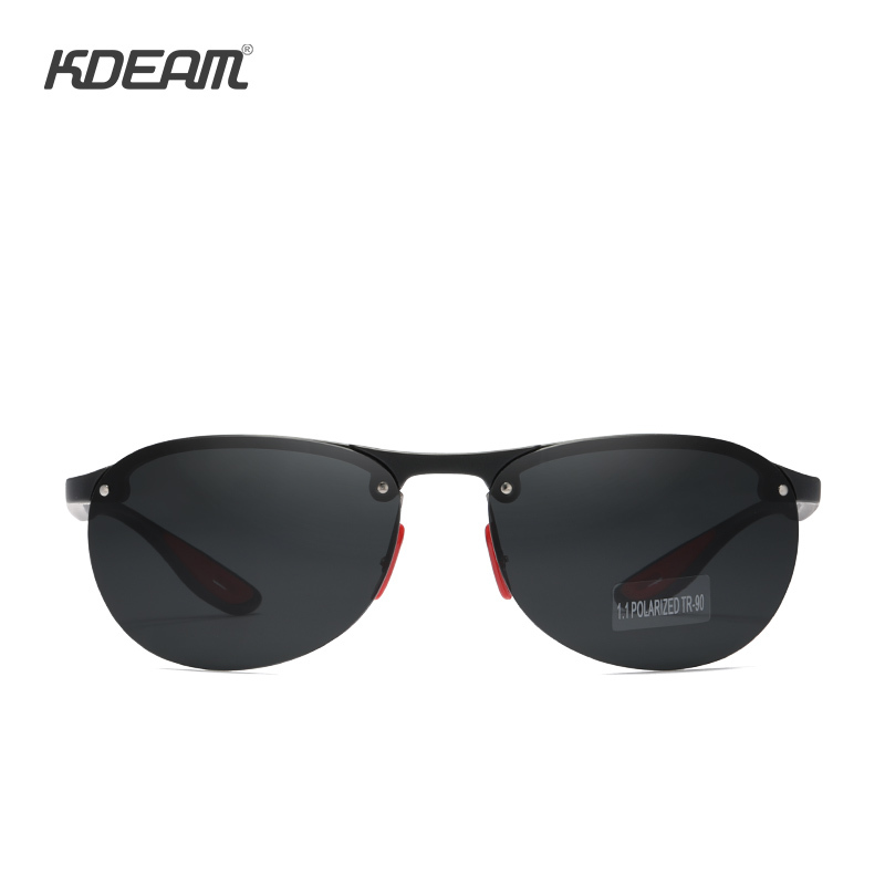 KDEAM Rimless Oval Men's Sunglasses Polarized TR90 Material Frame TAC Polarization Lense Soft Rubber Foot Cover CX200706