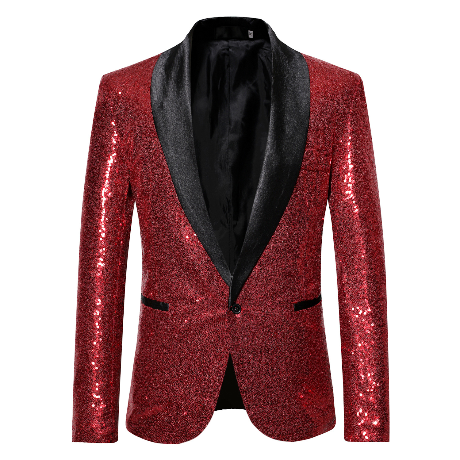 New Groom Wedding Tuxedos Shiny Sequins Mens Suit Shawl Lapel Mens Designer Jackets for Wedding Party Groomsmen Only One Jacket