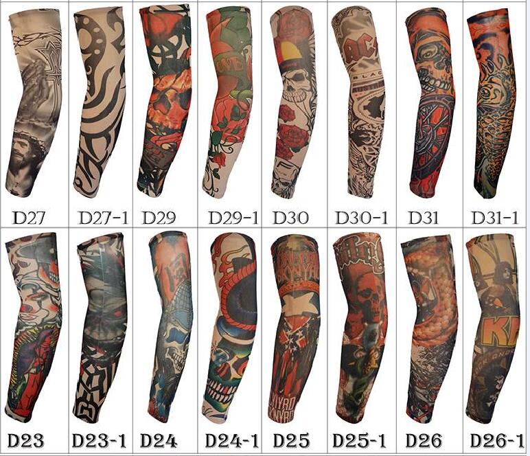 Cheapest Tattoo stretch arm sleeve for men women Outdoor Sport Riding sleeves sunscreen UV protection Elbow armband fashion hip-hop sleeves
