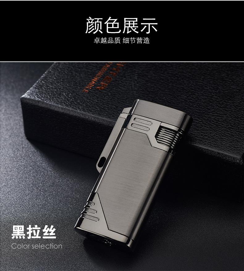 New Arrival Two Nozzles Blue Bussiness Pipe Turbo Jet Butane Metal Lighter Cigarette 1300 C Fire Windproof Torch W260202